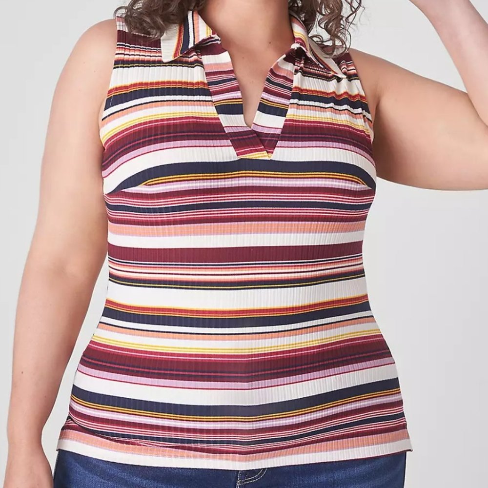 Lane Bryant NWOT sleeveless stripped collared womans shirt top 14 16 shirt